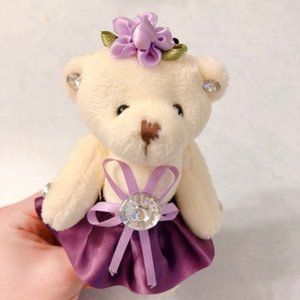 Cute Bear Plush with Purple Flower Keychain (NEW)